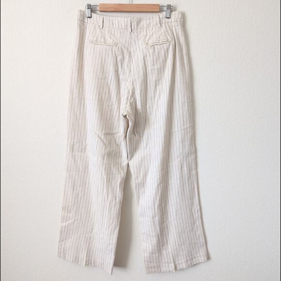 RAILS Marnie Pant Ivory Pinstripe Wide Leg Linen Women's 12 Chic Everyday $228 - Picture 6 of 11